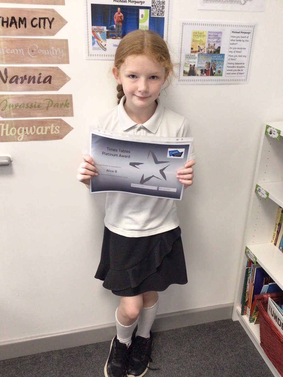 OABroadoak's tweet image. Congratulations Alice in #5MH on achieving your platinum times table award #Y5 #proud