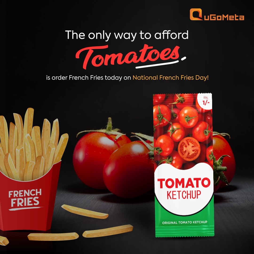Take advantage of the tangy tomato's flavor even in the price hike. Order your yummy French fries on National French Fries Day!🍟🍅😍❣️

#freefooddelivery #frenchfries #fries #deliciousfood #yum #tomatoes #tomato #tomatoplant #tomatosoup #tomatosalad #tomatosauce #tomatomeme