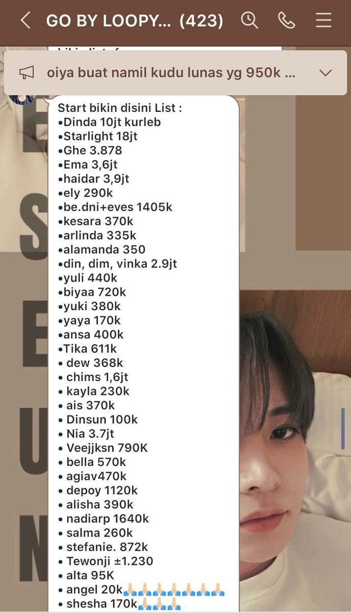 jjaeyunki's tweet photo. Ngeri juga ya total uang anak GO yg di pake kak jeje nonton konser, jalan jalan sana sini https://t.co/cpEqNTDd0f