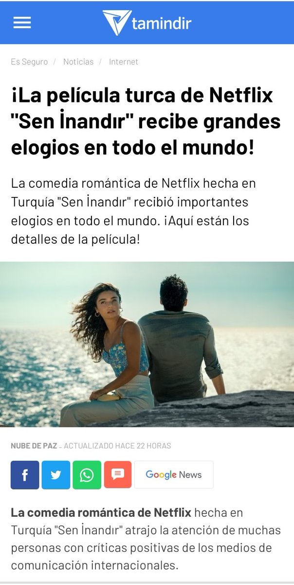 La prensa turca y la prensa internacional siguen elogiando #Senİnandır 😍💕👏 su linda historia, sus actores bellos y talentosos y los impresionantes paisajes. Que orgullosa me siento de ellos. Salud por el éxito!🥂✨ #AyçaAyşinTuran #EkinKoç