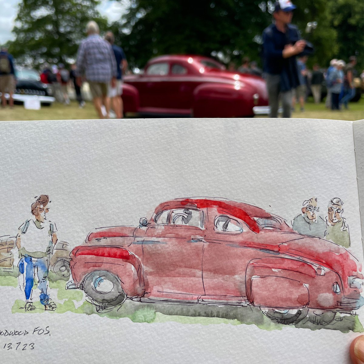 At the Goodwood Festival of Speed.  Everything apart from speed.  

#goodwoodfestivalofspeed #festivalofspeed #car #art #illustration #watercolour
