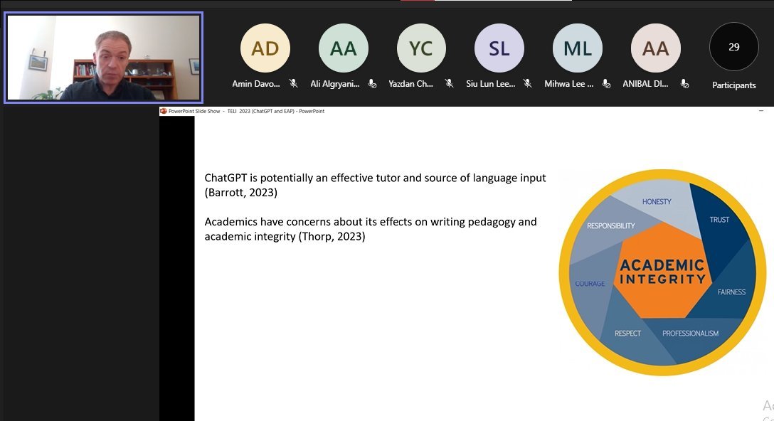 Delighted to represent <a href="/UniWestScotland/">UWS</a> and <a href="/uwslanguages1/">uwslanguages</a> at the #TELIC2023 conference today, discussing the potential of ChatGPT as a resource to support academic writing.