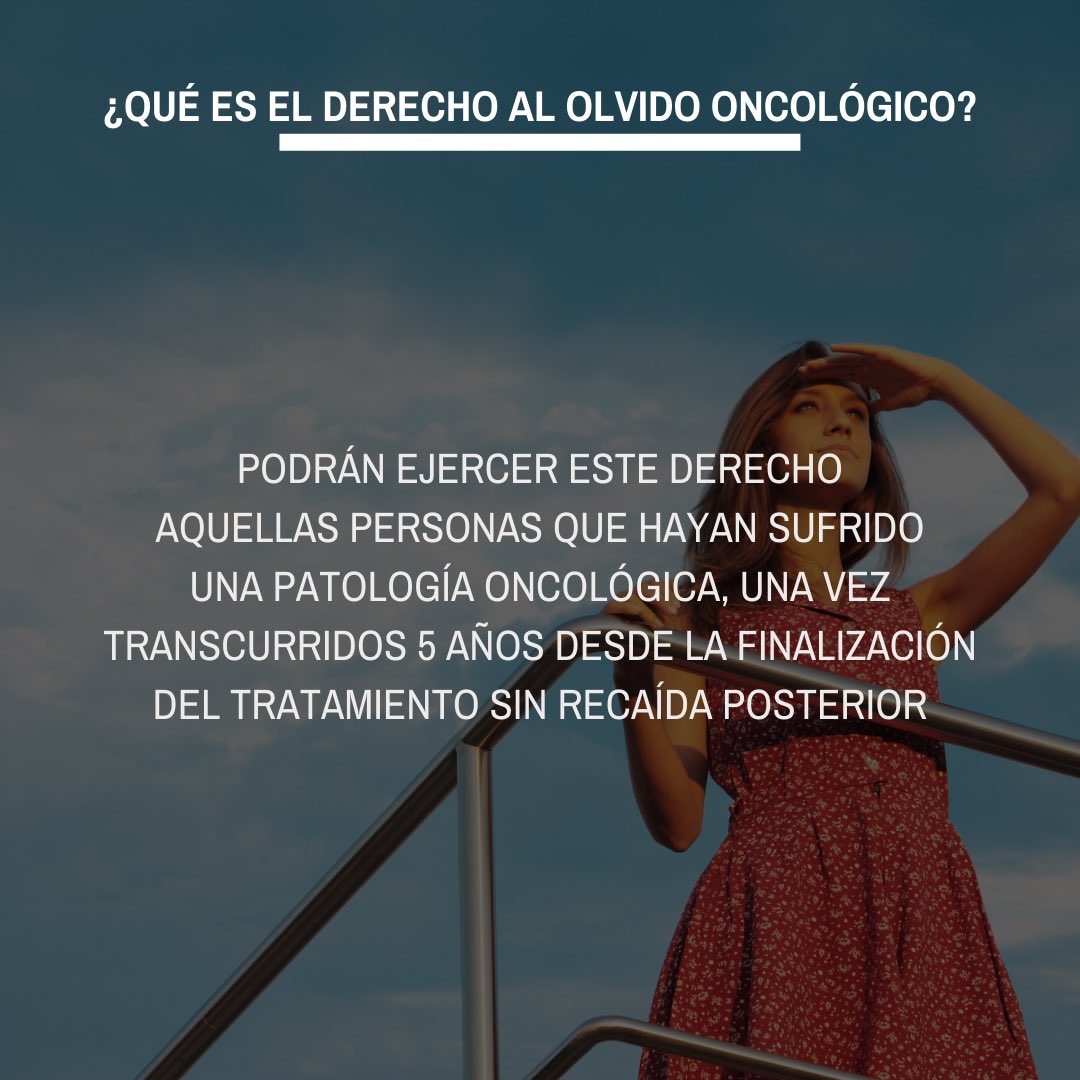 desdelamoncloa's tweet photo. ¿Qué es el derecho al olvido oncológico?

El Gobierno ha aprobado un paquete de medidas en el que se incluye el derecho al olvido oncológico, que permite eliminar la discriminación de aquellas personas que han padecido cáncer.

Más info: https://t.co/tgvxiSx52k https://t.co/WMSWAYdoYk