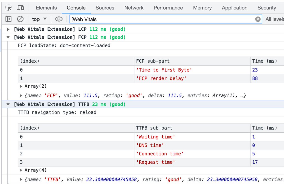 tunetheweb's tweet photo. The Web Vitals extension has been updated to include the FCP and TTFB diagnostic metrics to help you further understand your Core Web Vital metrics. Check it out!

https://t.co/rottdwS6gR https://t.co/YA9oc4fWtV