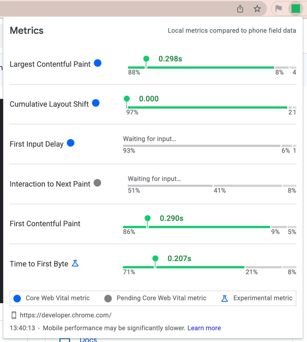 tunetheweb's tweet photo. The Web Vitals extension has been updated to include the FCP and TTFB diagnostic metrics to help you further understand your Core Web Vital metrics. Check it out!

https://t.co/rottdwS6gR https://t.co/YA9oc4fWtV