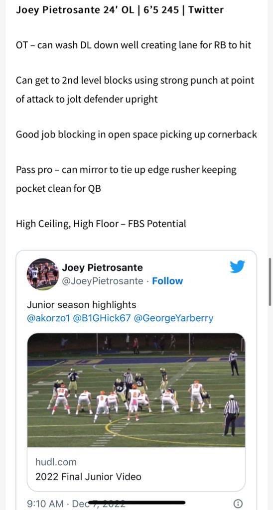 Thank you <a href="/ScoutingA1/">ScoutingA1</a> for the write up. I can’t wait for my senior season! <a href="/akorzo1/">Adam Korzeniewski</a> <a href="/B1GHick67/">Coach Jeremy Hickey</a> <a href="/AllenTrieu/">Allen Trieu</a>