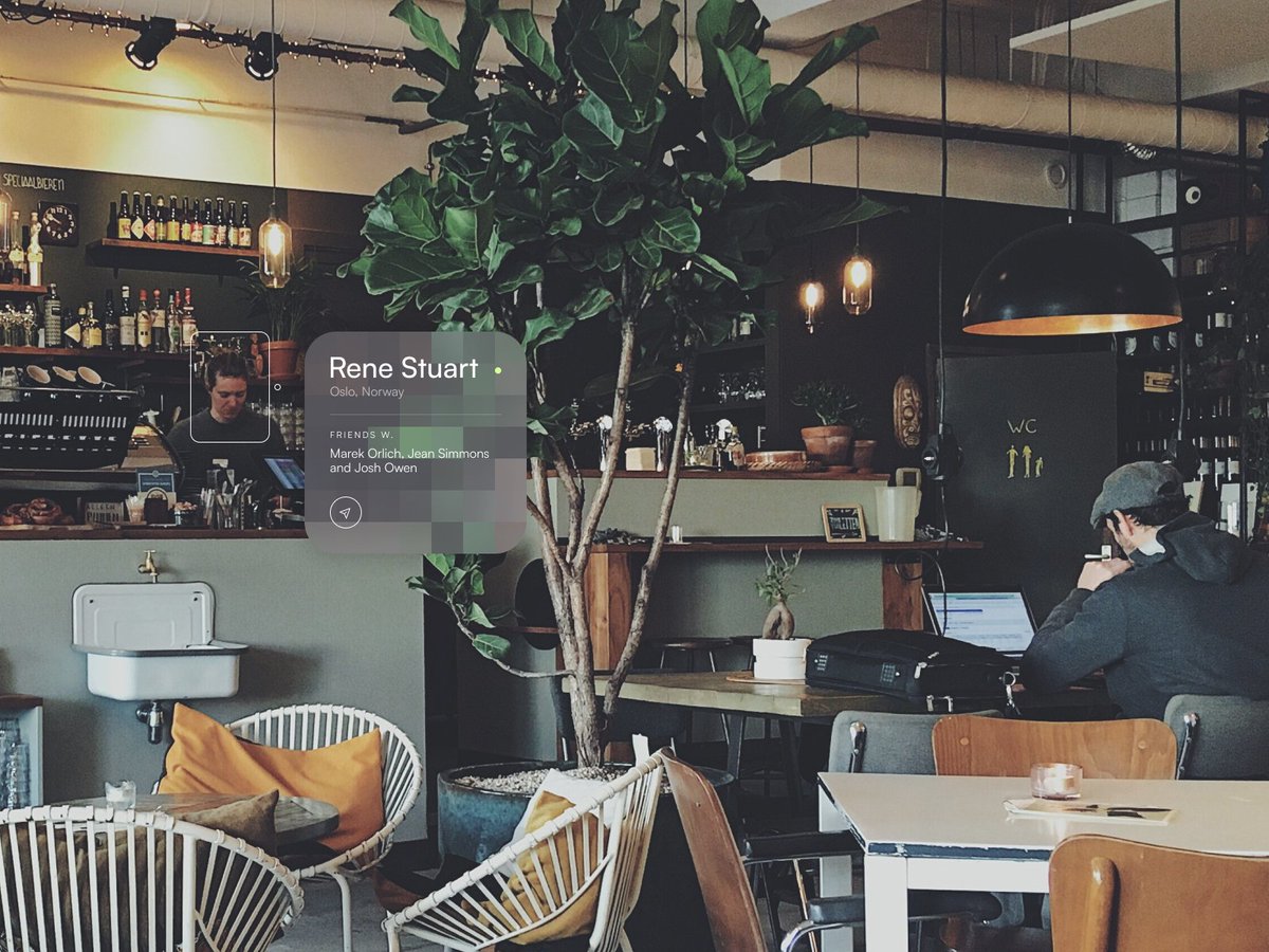 SubsystemHQ's tweet photo. Spatial computing in public.

📺 Black mirror vibes. Nice and minimalistic so you feel good about it.

UI Concept displays key info about people you are connected to on social media, but in real life.

#ai #spatialcomputing #minimalistic #computervision https://t.co/PBdZBTq1Jj