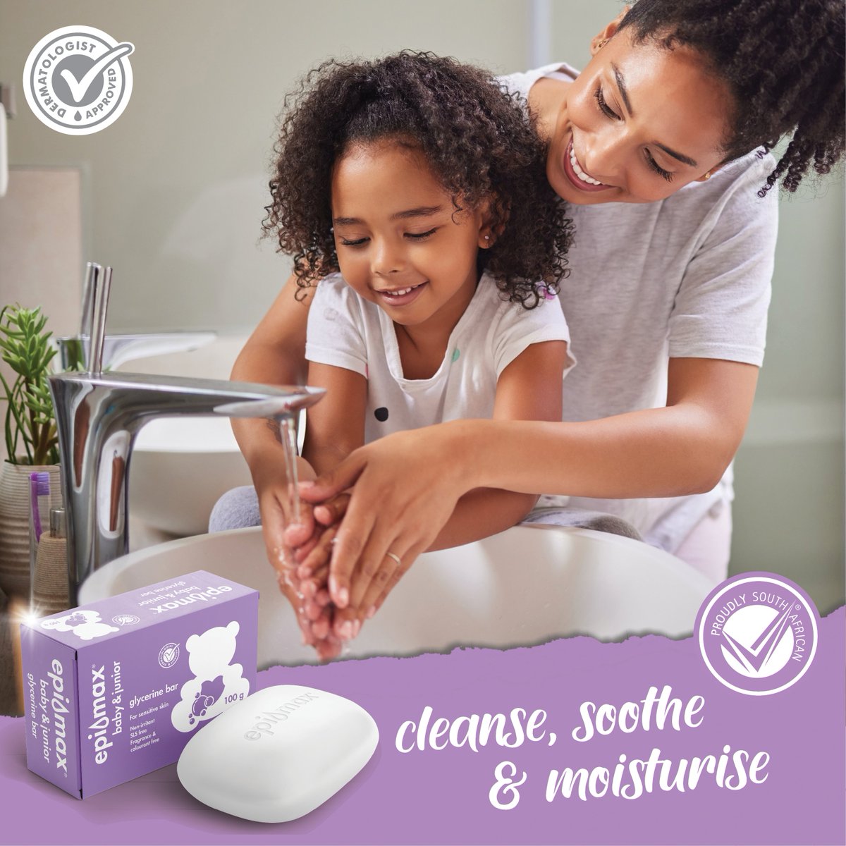 Cleanse, soothe &amp; moisturise young skin with our NEW Epi-max® Baby &amp; Junior Glycerine Bars 💜

Get yours now from selected retailers. For more info, visit epimax.co.za

#Epimax #GlycerineBar #Baby #Junior #Children  #OurFamilyForYourFamily #BuyProudlySouthAfrican