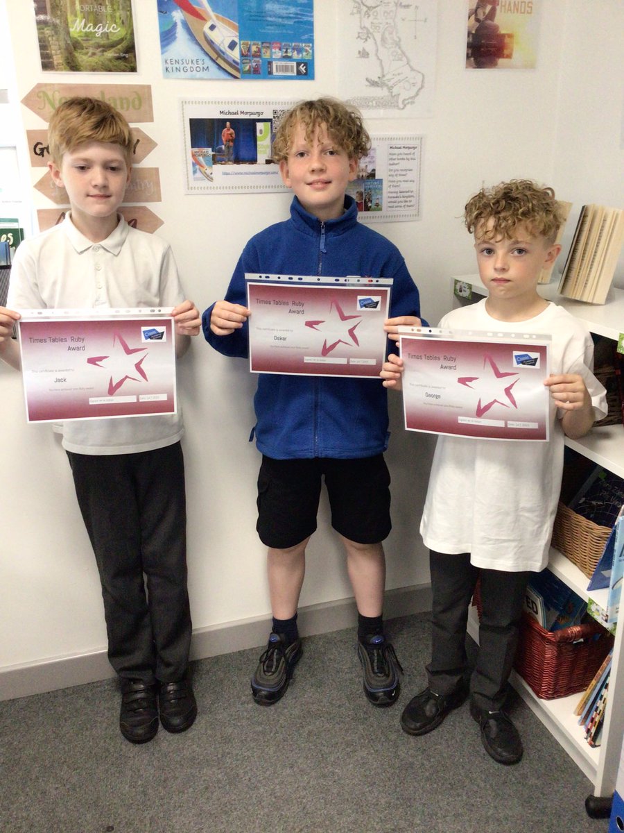 OABroadoak's tweet image. Congratulations Jack, Oskar and George in #5MH on achieving your ruby times table award #Y5 #proud