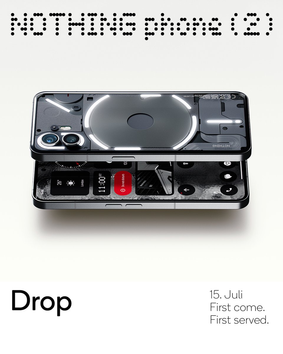Snapdragon_DE's tweet photo. 48 Stunden Countdown 🚨 

Am 15.7. um 10 Uhr bei Cyberport, Bikini-Berlin: Das neue Nothing Phone (2) exklusiv ergattern! 🤩📱
Ikonisches Design, Glyph-Interface &amp; Nothing OS 2.0 powered by Qualcomm Snapdragon
First come, first serve - solange der Vorrat reicht! 🔥
#Snapdragon https://t.co/Db74PRb9NA