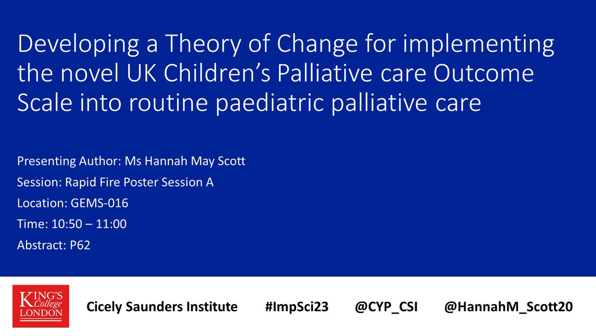 CYP_CSI's tweet photo. Attending #ImpSci23? @HannahM_Scott20 will be presenting new work from the C-POS study on Friday in Rapid Fire Poster Session A. You can also find her at the Poster session this evening 18:00-20:00pm in the GEMS Lobby at @UL #pedpc #ImplementationScience #PCOMs https://t.co/MP5hP0tsEd
