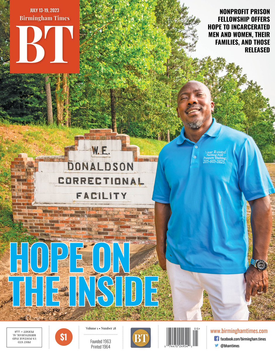 The cover of this week's @BhamTimes print edition features how @prisonfellowshp offers #hope to incarcerated men and women, their families and those released.  @ALCorrections #Alabama #ChangeBehindBars