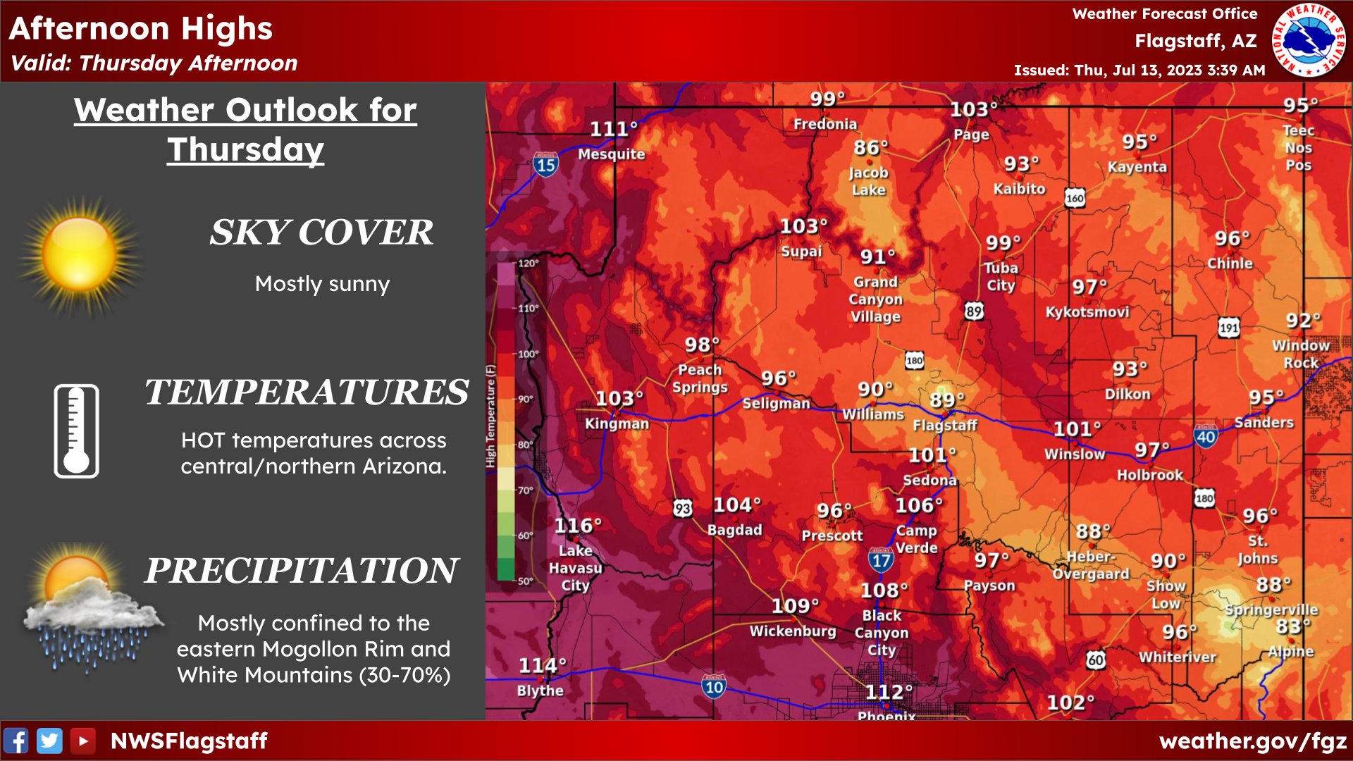 NWS Flagstaff on Twitter "HOT temperatures are once again expected