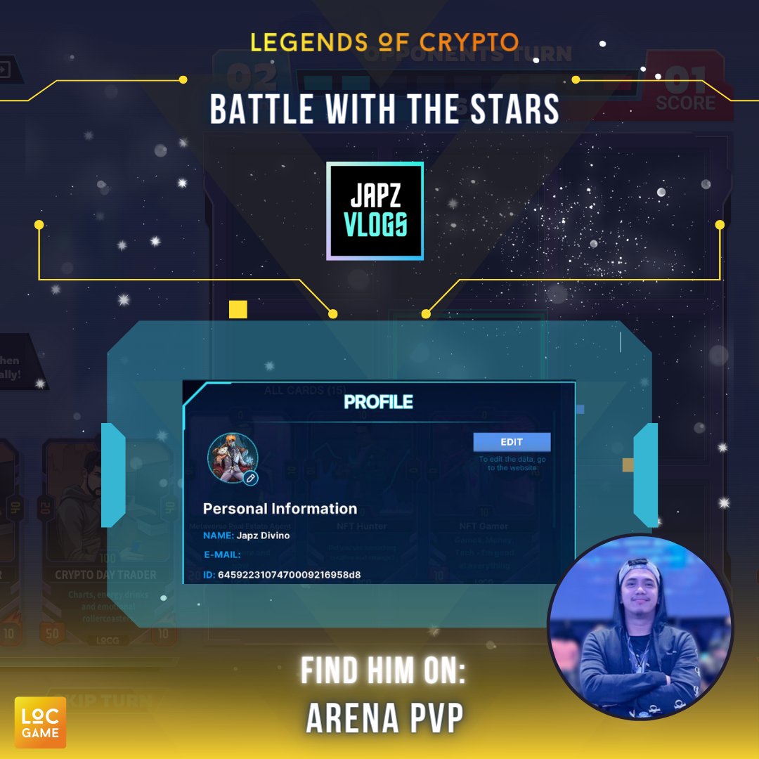 LOCgameio's tweet photo. Legends!

We have a new opponent to take on in the Arena PvP mode. 💪

Prepare your cards for battle with @japzdivino🤩

Remember: You can win the daily 90 LCs prize pool in the Arena.

Play here: 👉
Web: https://t.co/mcWsPgPcHL 
Android Game: https://t.co/k6WdAAa38z

Check out his content: 👉 https://t.co/7GU5k1gGyL