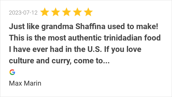 pepperpotkw's tweet photo. New 5.0-star Review: "Just like grandma Shaffina used to make! This is the most authentic trinidadian food I... https://t.co/2CMGLQ2BUj