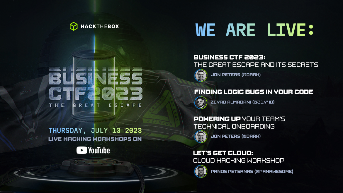 hackthebox_eu's tweet photo. 🗣️ WE ARE LIVE!
Ready for 4 hours of live #hacking by the #HTB team?
Join us now, starting with the amazing @darkstar7471, @21y4d and panawesome: https://t.co/gHNubzB5iV
#BusinessCTF23 #CTF #HTBBusiness #HackTheBox https://t.co/MEH4B4Uuef