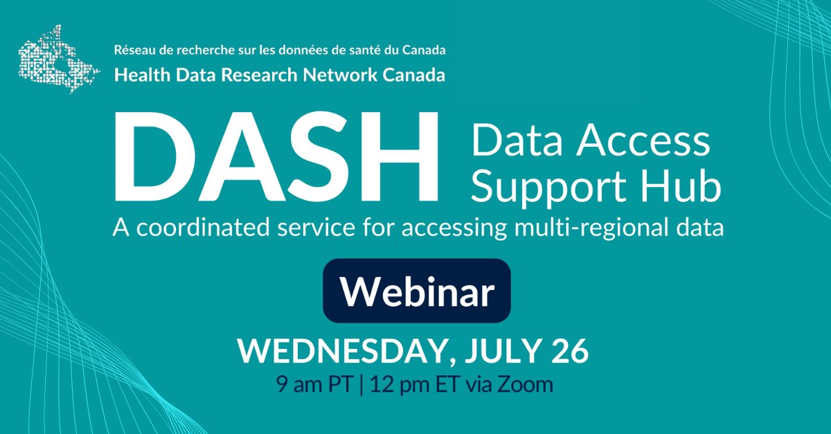 hdrn_rrds's tweet photo. 📢 Are you a researcher interested in accessing multi-regional #HealthData? Join our webinar on #HDRNCanada's Data Access Research Hub (DASH) to learn about services &amp; supports that can assist your project. 🗓️ JULY 26 🕘 9am PT|12pm ET
 
REGISTER ➡️ https://t.co/ewacgt6iJl https://t.co/a2KkS40V5e