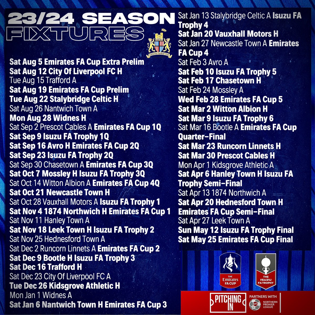 📆 23/24 Season Fixture Release 📆

#PitchingIn #clitheroe #ourtownyourclub #believe