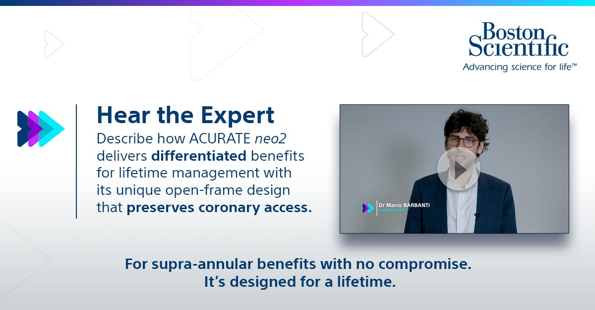 BSC_EU_Heart's tweet photo. Watch Dr. @barbanti_marco explaining how #ACURATENEO2's unique open-frame supra-annular design delivers differentiated benefits for lifetime patient management preserving the coronary access for future procedures.
Click here: https://t.co/qHGA03ka1u
#DesignedForALifetime #BSCEMEA https://t.co/SxUuLJFRT8