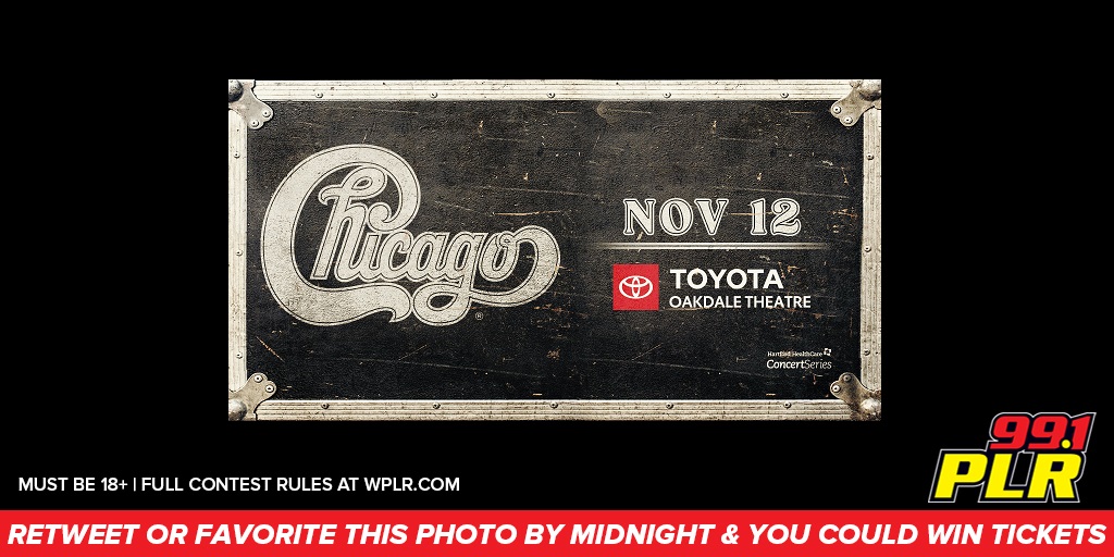 991PLRFM's tweet photo. Today is #TwitterThursday!

RE-TWEET or FAVOR by midnight for a chance to win 2 tickets to see CHICAGO at Toyota Oakdale Theatre on November 12th.

Must be a CT Resident, 18+ and following us to win. Account must be public. https://t.co/NLOcxggKHG