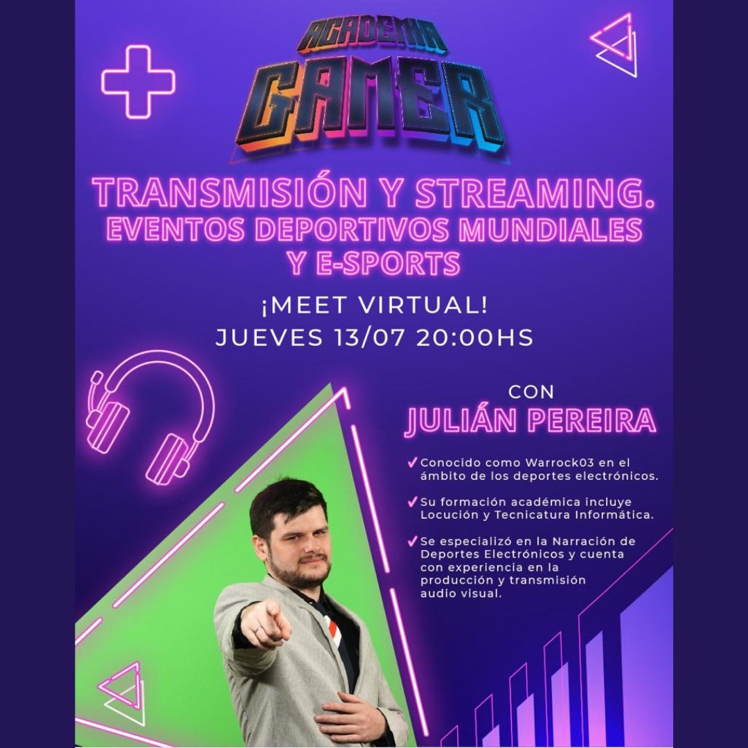 civeteducacion's tweet photo. Academia #Gamer ➡ 𝐌𝐞𝐞𝐭 𝐯𝐢𝐫𝐭𝐮𝐚𝐥 𝐬𝐨𝐛𝐫𝐞 𝐓𝐫𝐚𝐬𝐦𝐢𝐬𝐢𝐨́𝐧 𝐲 𝐒𝐭𝐫𝐞𝐚𝐦𝐢𝐧𝐠. 𝐄𝐯𝐞𝐧𝐭𝐨𝐬 𝐃𝐞𝐩𝐨𝐫𝐭𝐢𝐯𝐨𝐬 𝐌𝐮𝐧𝐝𝐢𝐚𝐥𝐞𝐬 𝐲 𝐄-𝐒𝐏𝐎𝐑𝐓𝐒!
𝐉𝐮𝐞𝐯𝐞𝐬 13/07 20:00 𝐇𝐒 👇📍
https://t.co/KbucrCQj2U
#FATERYH @trabajoar @suterh #resefop #gaming https://t.co/U9yMHFR4zA