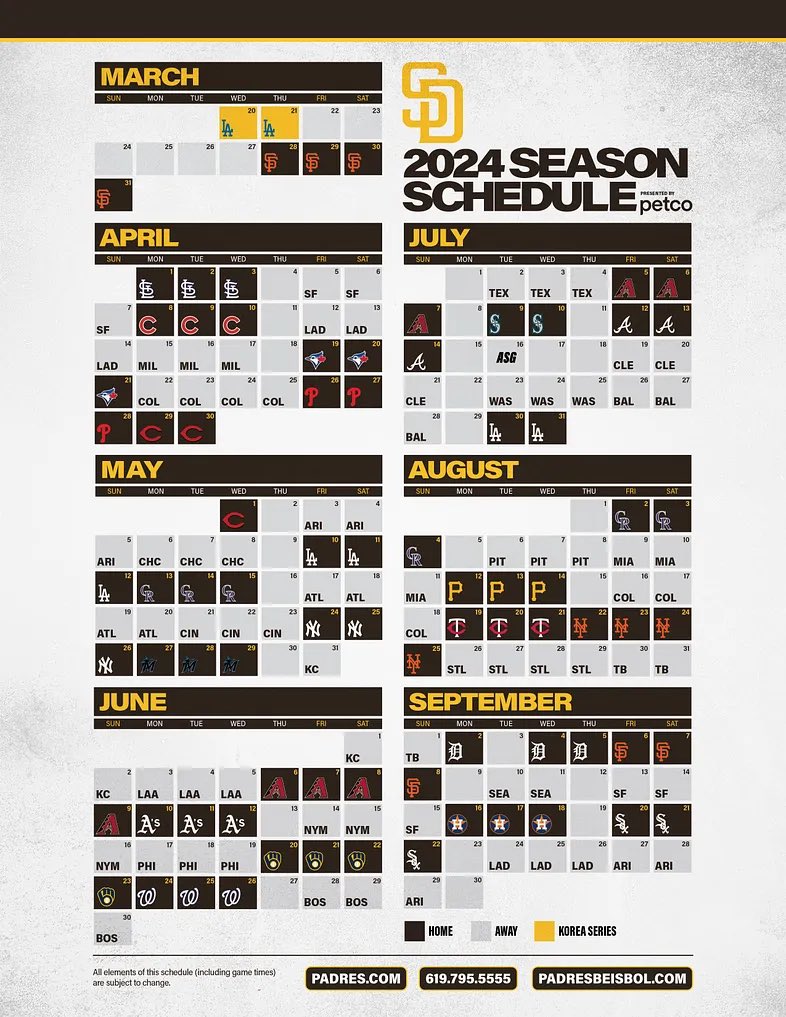 Marie Coronel on Twitter: ".@Padres 2024 schedule released. #