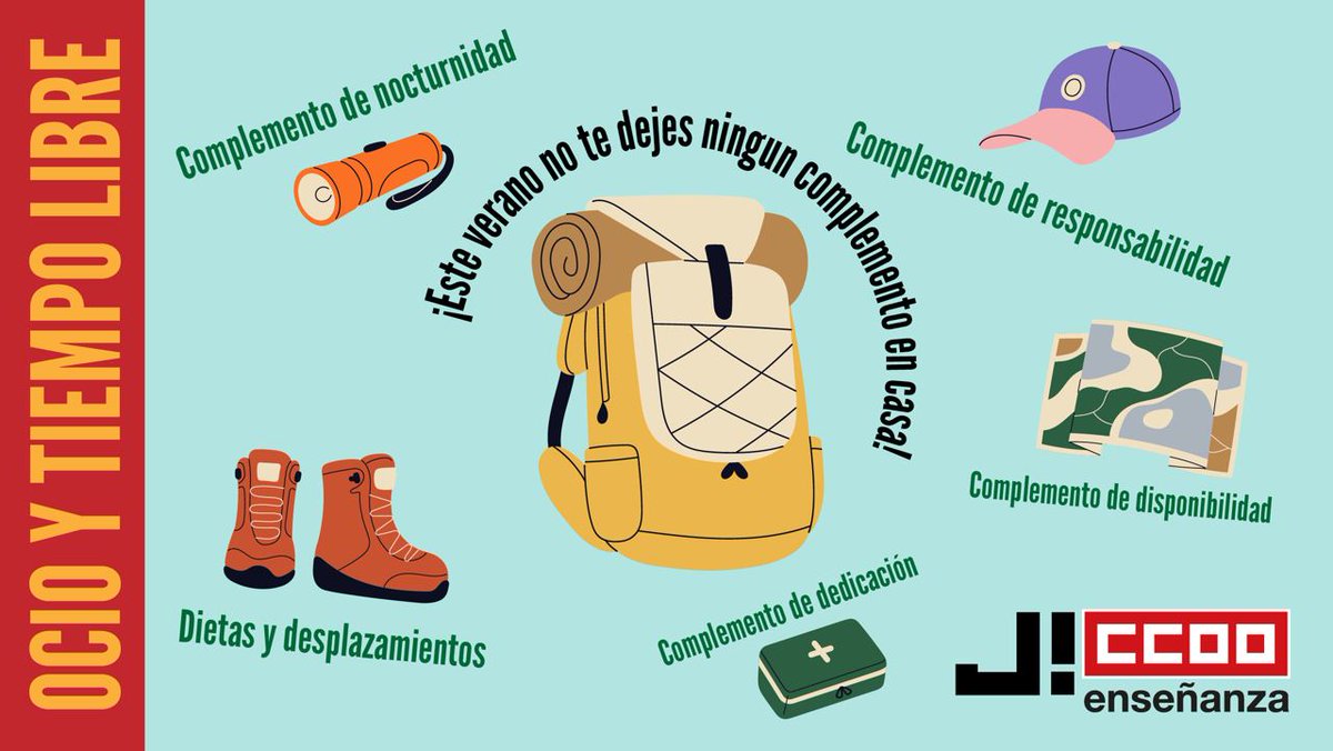 JovenesFECCOO's tweet photo. Si trabajas en Ocio y Tiempo Libre este verano no te dejes ningún complemento en casa!!🪂🏖️⛰️ https://t.co/nUOFDMgJMR