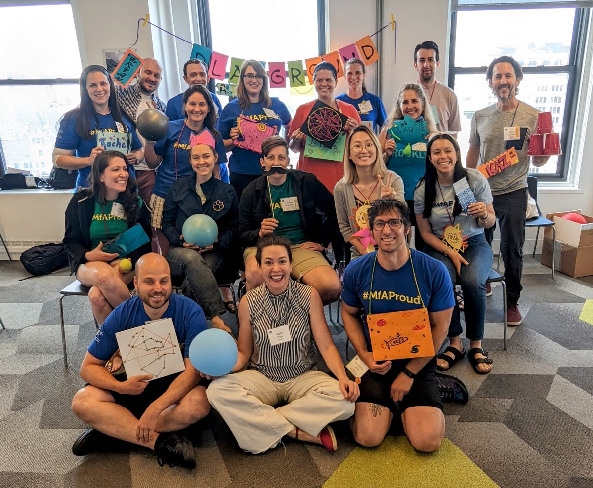 KaraLouiseImm's tweet photo. Loved exploring the relationship between learning + play with K-12 STEM teachers at #MfASummerThink. We created a "mathematical playground" to experience play, connect to research/theory, and begin to imagine what #learningasplay could mean for our classrooms. https://t.co/IpGPseY7VS