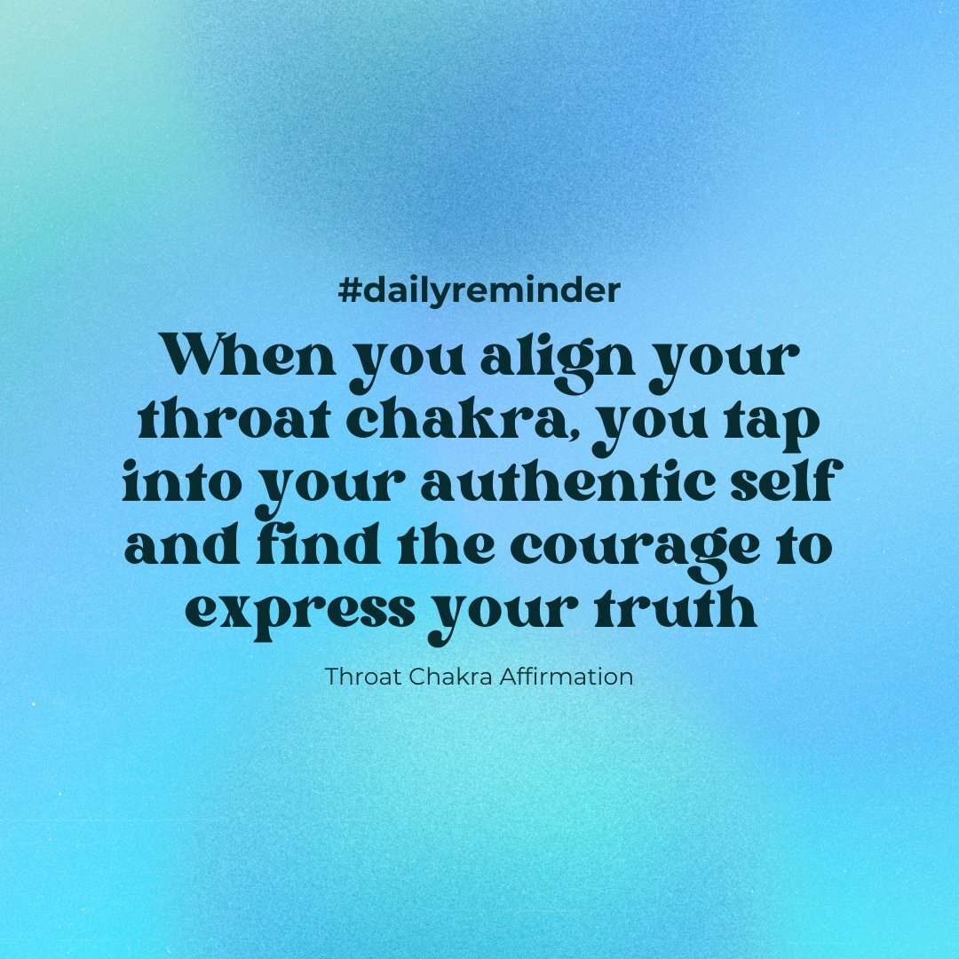 ThroatJournal's tweet photo. When you align your throat chakra, you tap into your authentic self and find the courage to express your truth.

#throatchakra #chakra #dailyaffirmations #affirmations #positiveaffirmations #wordsofaffirmation #dailymotivation #aesthetic https://t.co/94iViX6vwU