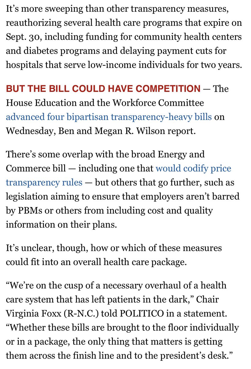 A push to get a health price transparency bill to the floor before August recess may have hit a roadblock. More on the state of transparency measures, w/ @misswilson and @_BenLeonard_