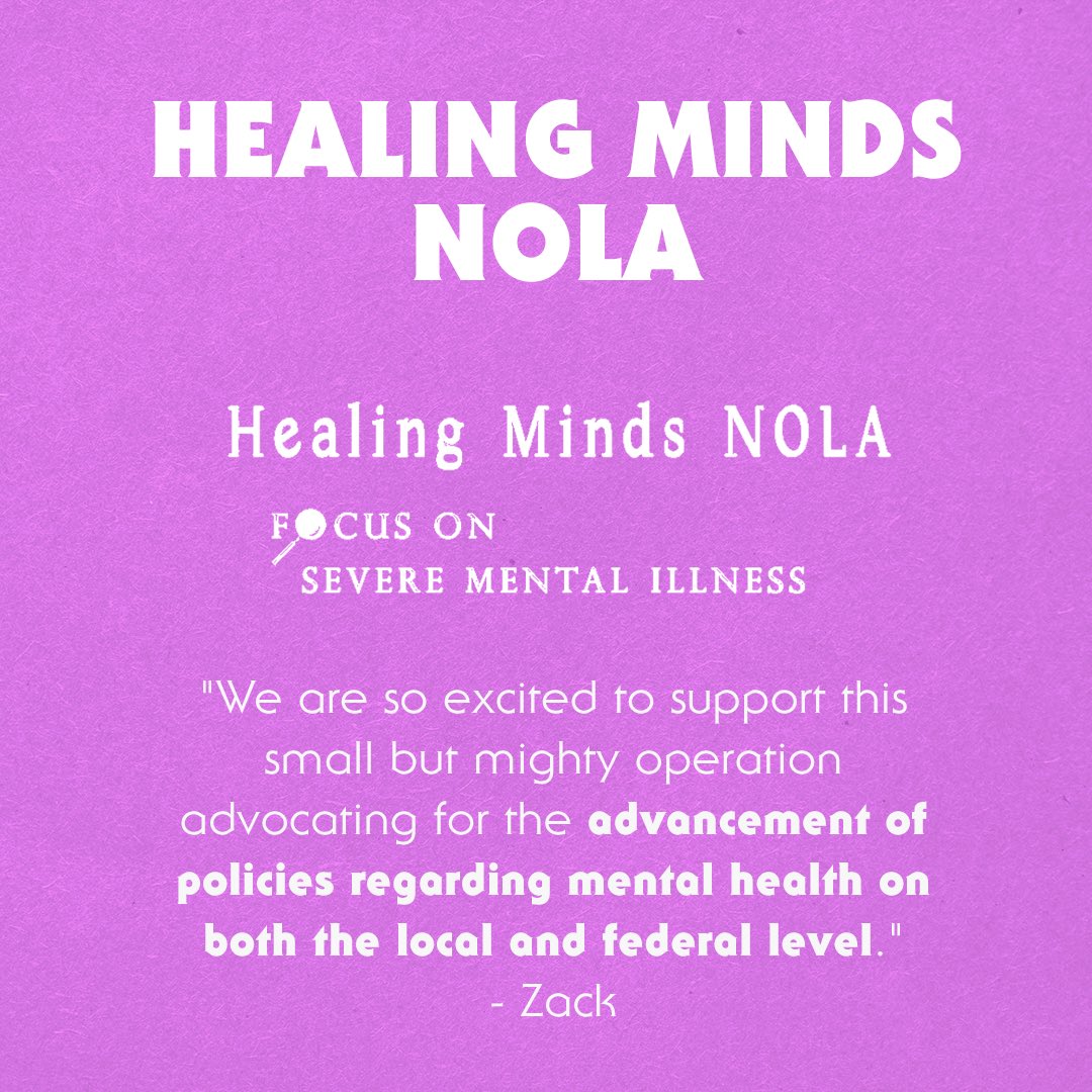 Focused on bringing about positive change to how mental health services are provided to those in serious need, we are proud to support the advocating work done by @HealingMindsNO this year. Learn more about their work and mission here: healingmindsnola.org