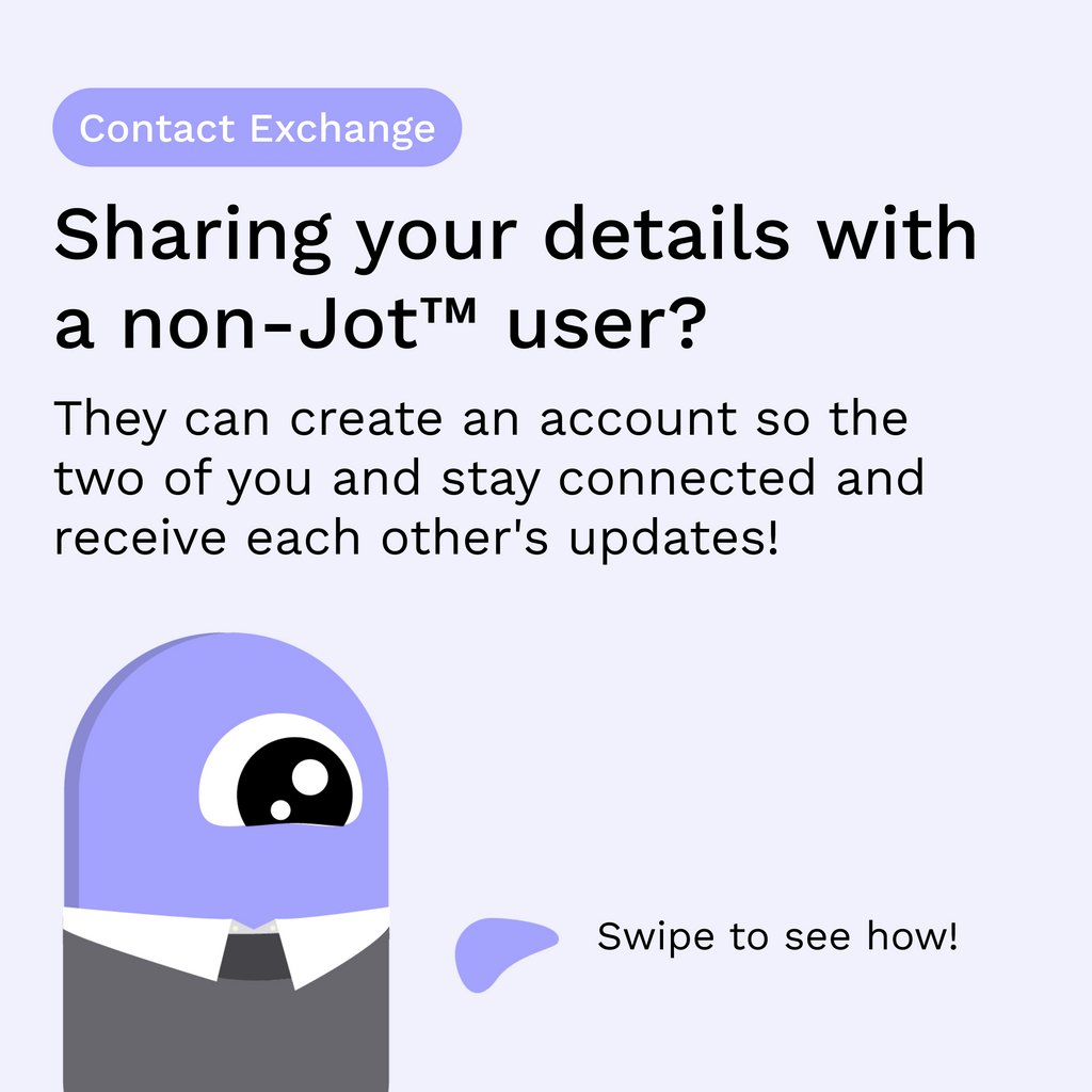jottechnology's tweet photo. We’ve made it easier for you and your contacts to stay in touch. Non-Jot contacts can now create their own accounts from our contact exchange to stay in touch with you via Jot™! 📲🔒

Don’t forget that students get 50% off on JotPro! https://t.co/RxtnzVK6G5
