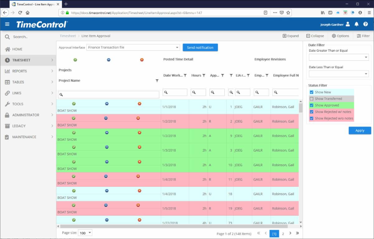 TimeControl, Web timesheets for Finance and Project Management