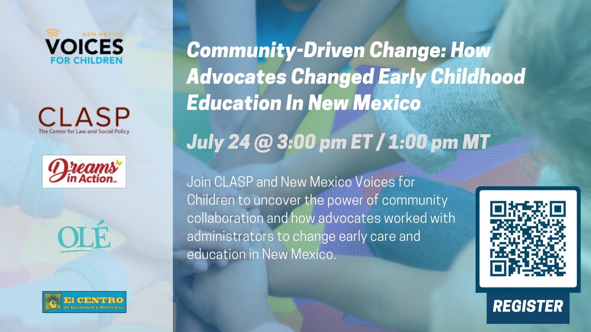 Join us on July 24th @ 3 pm, along with El CENTRO & New Mexico Voices for Children, to uncover the power of community collaboration and how we changed early childhood education in New Mexico. #nmpol #nmleg #EralyChildhoodEducation #VoteYESForKidsNM #TransformEducation