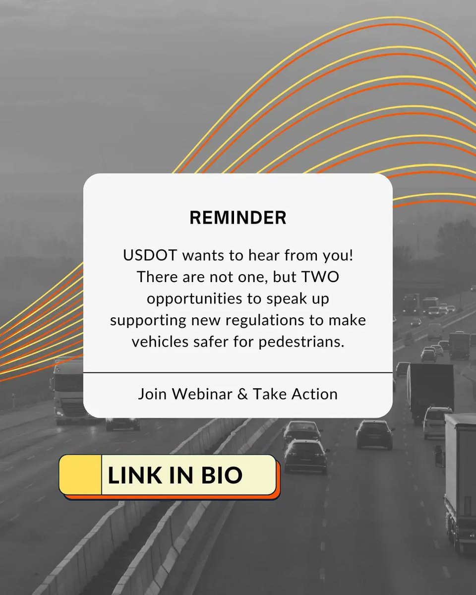 LESS THAN A WEEK AWAY. We're here to give you the tools &amp; the facts on new federal regulations proposed by <a href="/USDOT/">U.S. Department of Transportation</a> to make vehicles safer for pedestrians. Join us w/ <a href="/schmangee/">Angie Schmitt</a>, <a href="/saferoadsnow/">Advocates</a>, and others on 7/19. RSVP: buff.ly/44LPlhj