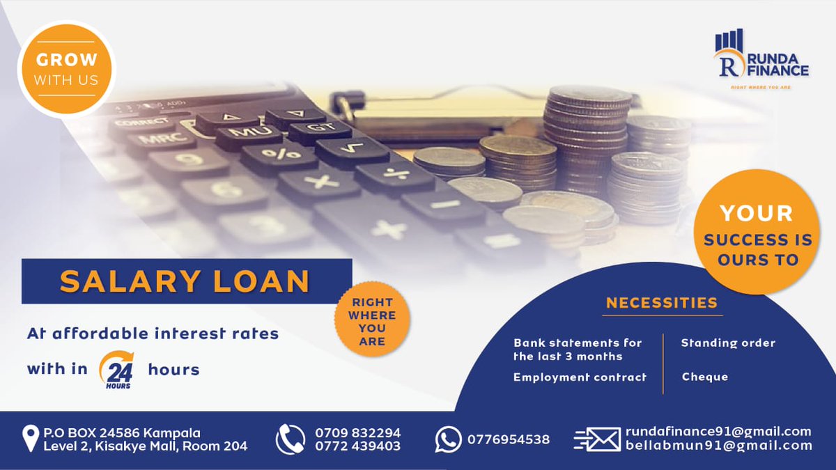 RundaFinance's tweet photo. Looking for a loan where you can access large sums of money and pay back manageable monthly instalments over a long period of time using your salary. Say goodbye to financial constraints with our instant salary loans. https://t.co/d0kWDscBEF