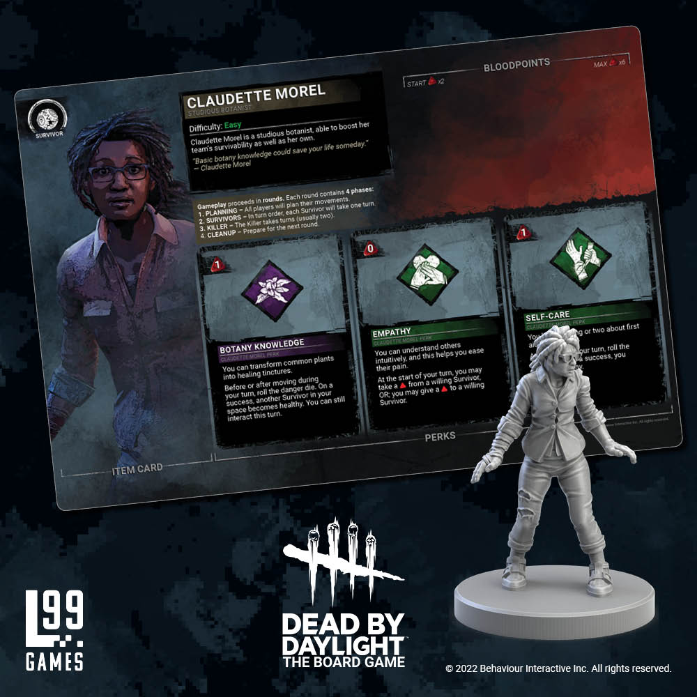 Level99Games's tweet image. So #DBDBoardGame players, have y&apos;all been subject to the Claudette healing clutches yet? :D