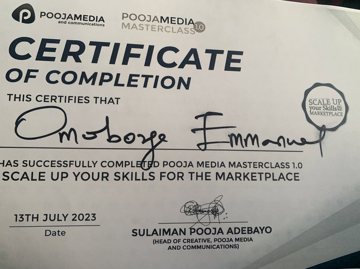 LekanOmoboye's tweet photo. Meanwhile I completed the #PoojaMediaMasterclass today. It was an amazing learning experience all through.
Watch Out guys π₯π₯π₯ https://t.co/OUa9b65vFE