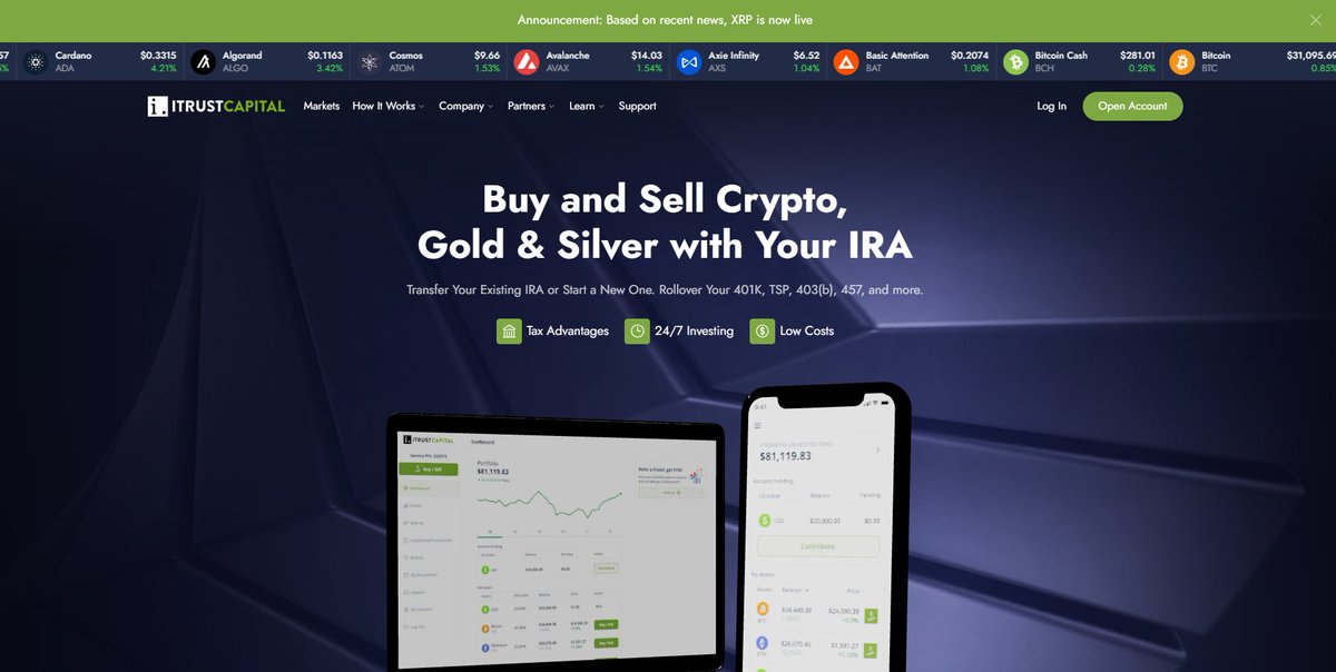 DigPerspectives's tweet photo. Congrats to #XRPHolders @iTrustCapital just #Relisted #XRP. Get your #iTrustcap acct today. #IncludesPaidPromotion
Open AN IRA With https://t.co/PX1OpdKARG Link:https://t.co/JC5MH8dL3j https://t.co/En8o9jY8Zb