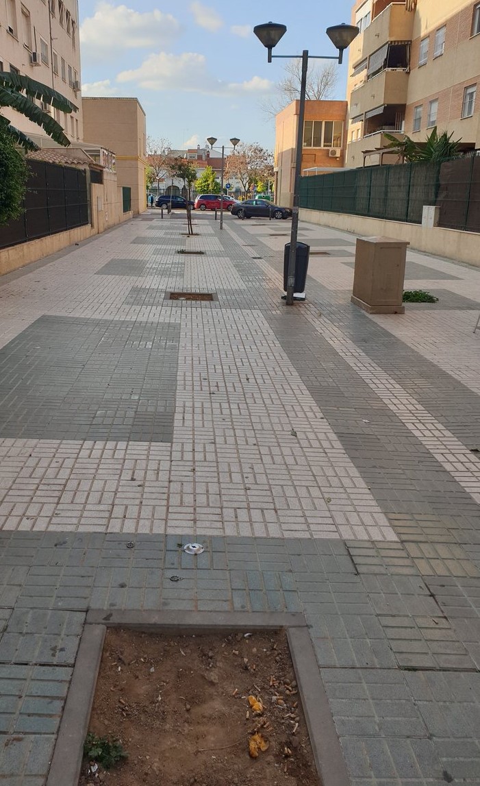 SOSterritorios's tweet photo. A la #Vergüenza de C/#Japón, hay que sumar la de su perpendicular, C/#Calcuta.
Lo denunciamos en marzo de 2022 y sigue igual.
En 65 metros de calle, 10 #Alcorques vacíos, sin #Árboles‼️
#SevillaEste, con tanto #Hormigón, #Asfalto y #Coches, necesita urgentemente ser #Reforestado. https://t.co/ISgCjGP2JV