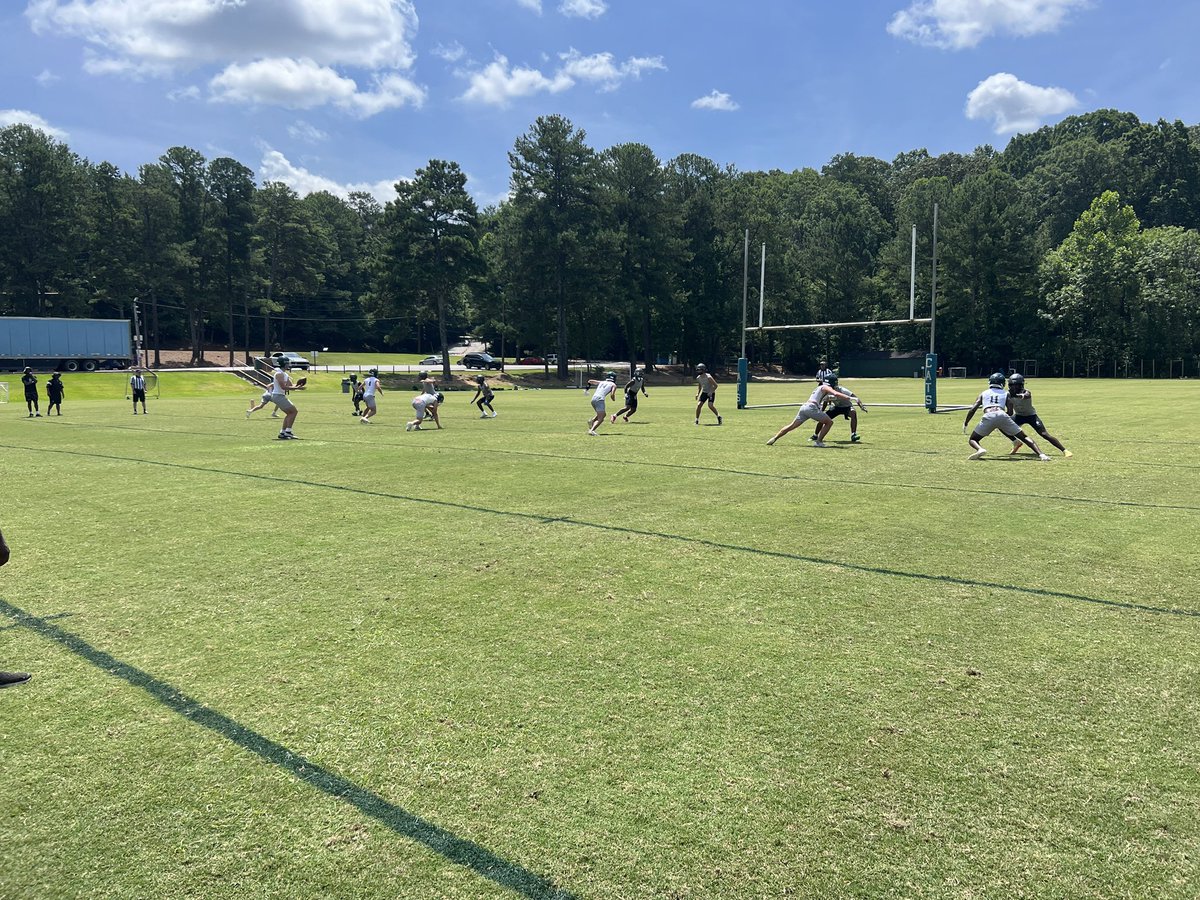 Thanks to @RecruitThePack and @NAWarriors_FB for coming by today for some 7v7 work. Great competition all around! #FAMILY