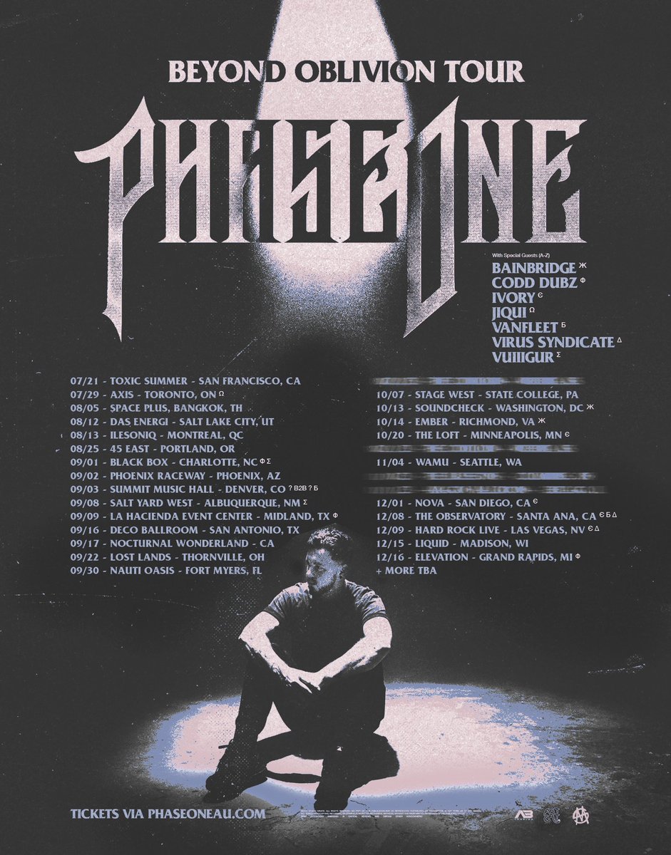 PhaseOneAU's tweet photo. I’m so excited to be hitting the road on my BEYOND OBLIVION TOUR this year &amp; I’m bringing some of the freshest talent with me on select dates!

Tickets are on sale now via my website! https://t.co/R9pjD0QqEG