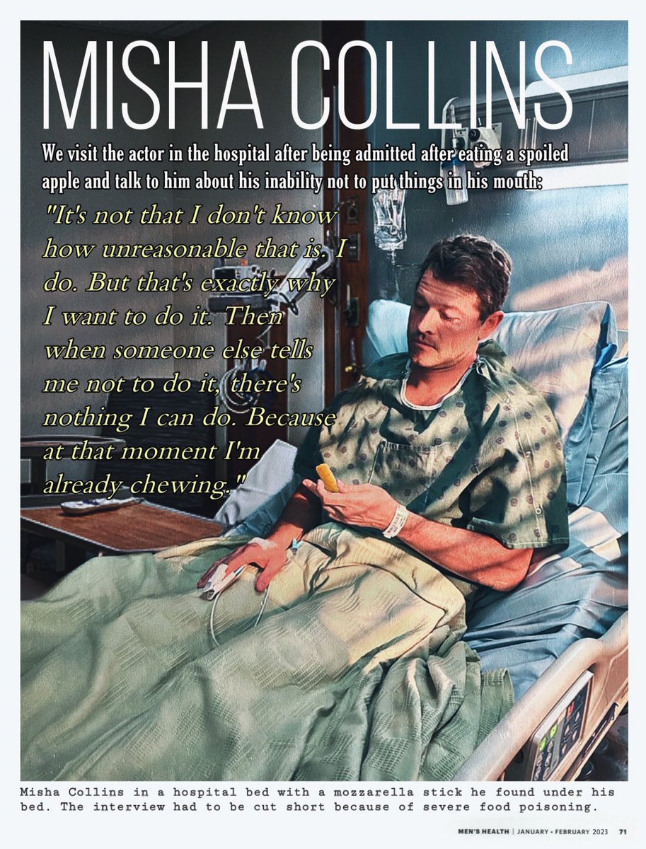 Misha Collins in the new 𝐌𝐞𝐧'𝐬 𝐇𝐞𝐚𝐥𝐭𝐡? 🤩 That’s great! But I hope they finish their interview in the next issue. 😕