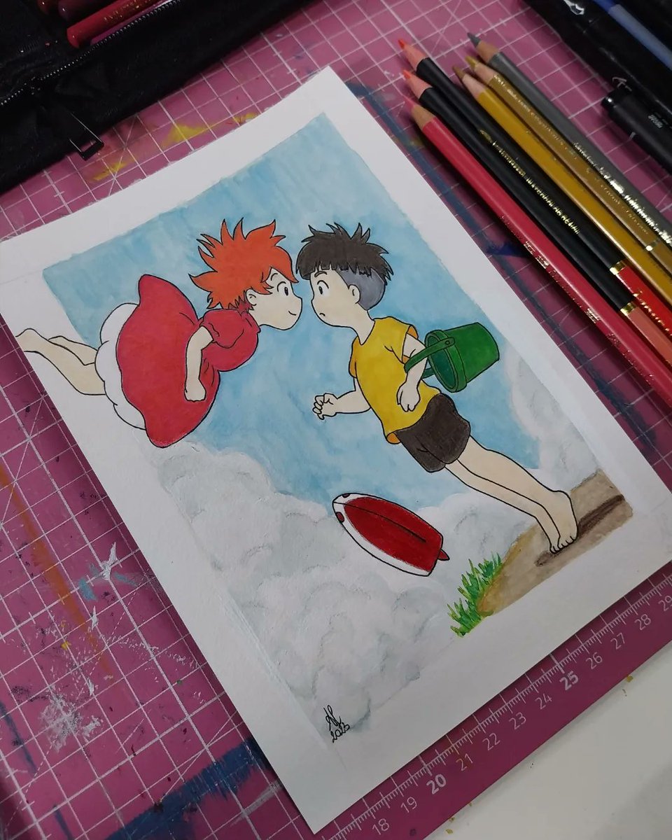 Ale_creation2_0's tweet photo. These days "Ponyo" is back in italian cinemas, who loves it like me? Leave me a comment 👇😘 #ponyo #ponyoonthecliffbythesea #ponyoandsosuke #hayaomiyazaki #miyazaki #studioghibli #ghibli #nerd #artist #ArtOfTheDay #artwork #drawingoftheday #drawing #watercolor https://t.co/Hmq8SspCAw