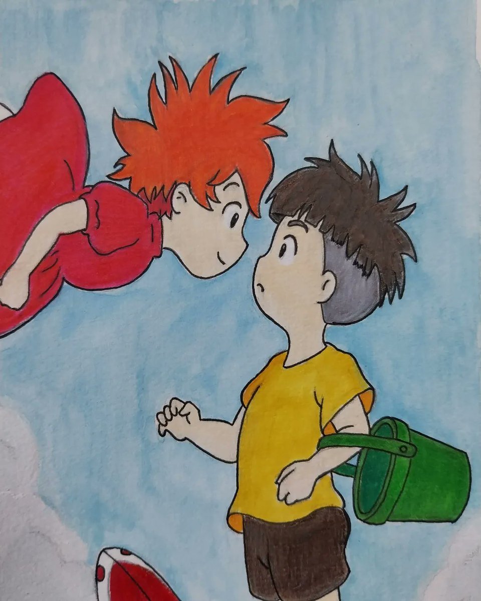 Ale_creation2_0's tweet photo. These days "Ponyo" is back in italian cinemas, who loves it like me? Leave me a comment 👇😘 #ponyo #ponyoonthecliffbythesea #ponyoandsosuke #hayaomiyazaki #miyazaki #studioghibli #ghibli #nerd #artist #ArtOfTheDay #artwork #drawingoftheday #drawing #watercolor https://t.co/Hmq8SspCAw