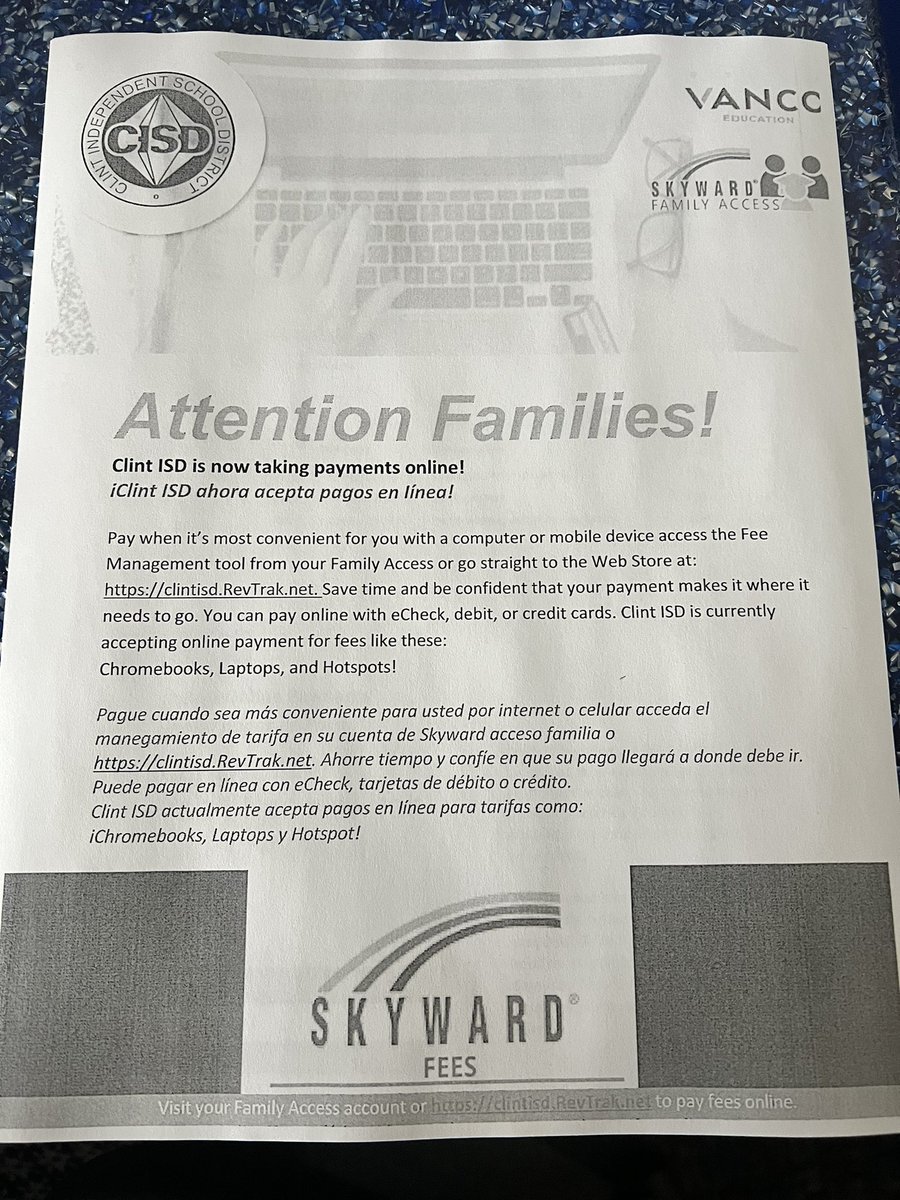 thegolfinglibr1's tweet photo. Parents you can pay the technology fee online - here are the steps to follow.  If you have any questions please call the school.#smalltownvibes #WeareClint #TechRocks @CHS_PrideTime @ClintHSLions https://t.co/9g5aaWFECt