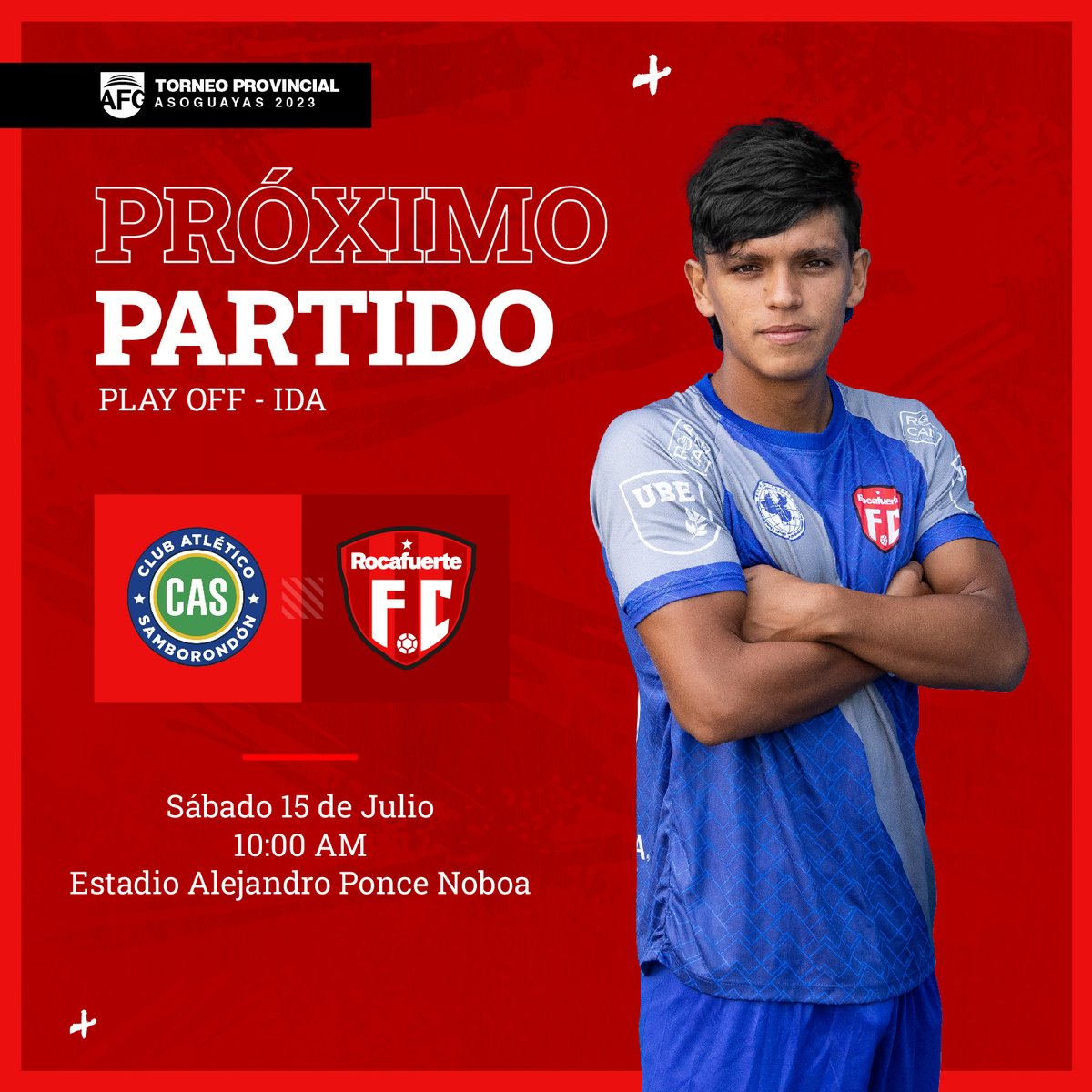 Rocafuerte_fc_'s tweet photo. ¡Se juegan los Playoffs! ⚽️🏆

#AtleticoSamborodon 🆚 #Rocafuerte
🏟️ Estadio Alejandro Ponce Noboa
⌚️ 10:00 AM

#VamosCementeros https://t.co/L0Nw82tkLL