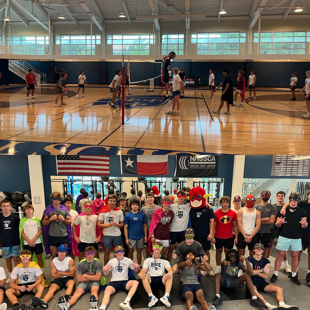MB Volleyball and Superhero Thursday to finish off Week 6! Standings going into final full week: 1. Desperados 183 2. Mean Machine 170 3. Decepticons 137 4. Nicholson 115 5. Neuhoff 111 6. Doninators 102 7. Swolverines 96 8. Stibbens 90