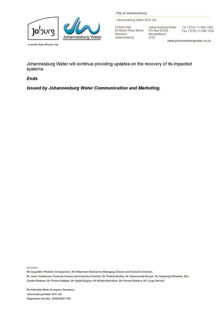 Johannesburg Water tweet media