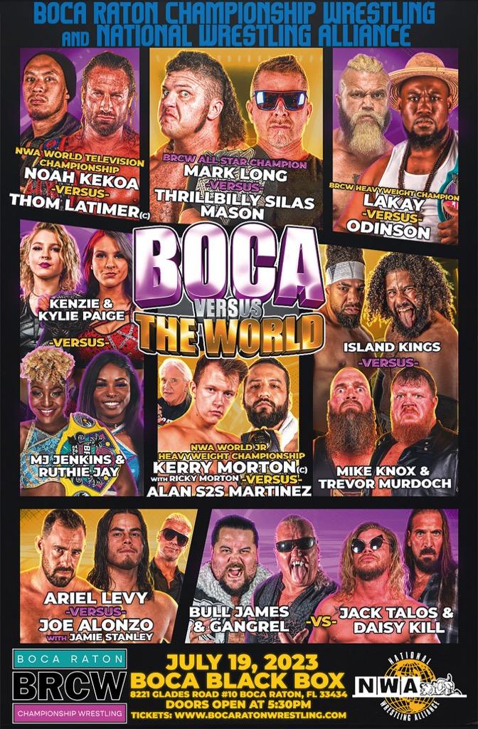 RealMJJenkins_'s tweet photo. BRCW vs The World : National Wrestling Alliance

July 19

Doors open @ 5:30 pm!

Tix @ https://t.co/FZa5qsHgYY 
.
.
#BRCW #nationalwrestlingalliance #bocaratonfl  #BRCWvsTheWorld #BRCWxNWA https://t.co/PsqIrVYtE1